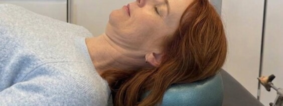 Karen performing a chin tuck