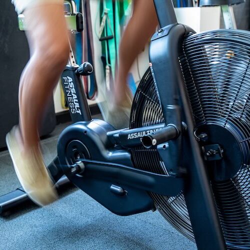 Man on a bike during a cardiac rehab appointment