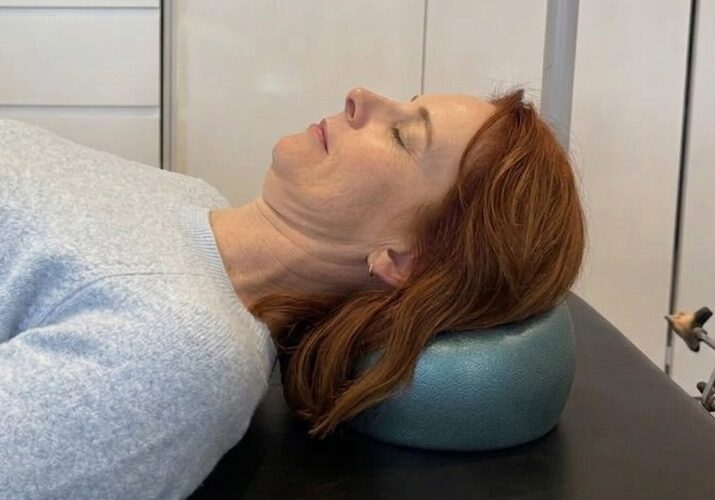 Karen performing a chin tuck